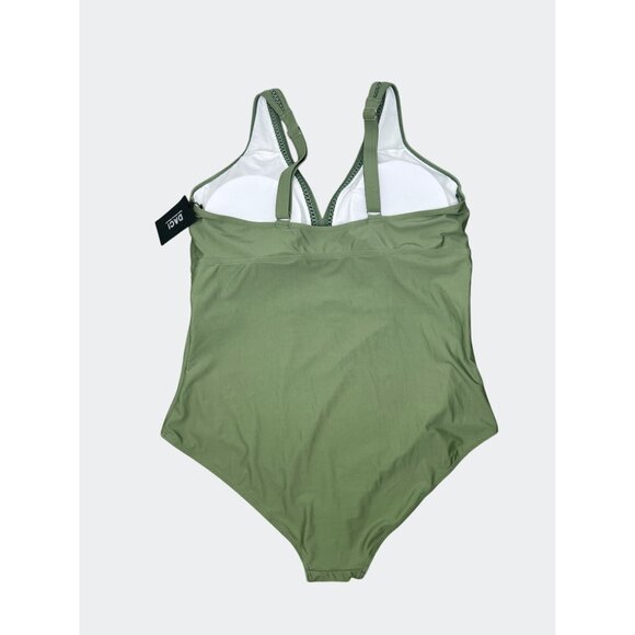 Daci Olive Green One-Piece Swimsuit With Adjustable Straps & Waist Detail 20W - Picture 7 of 15